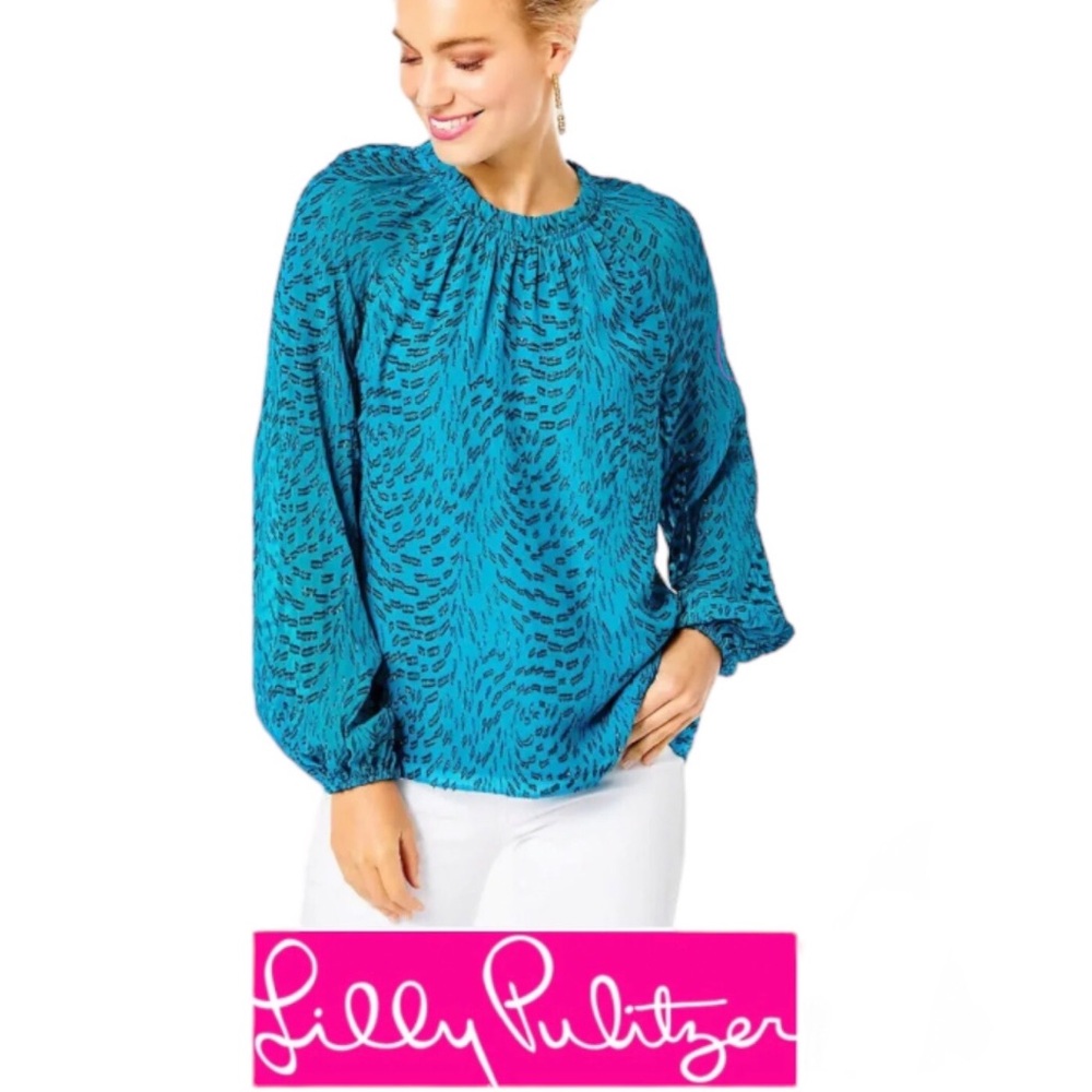 LILLY PULITZER Caline Long Sleeve Silk Top